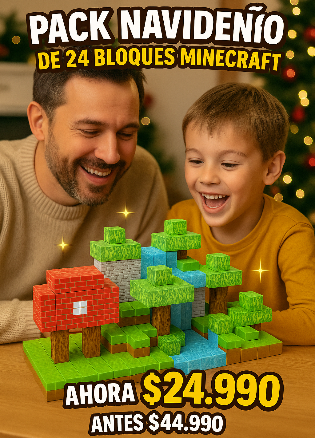 🎄 Pack Navideño - 24pcs DeBloques Mangneticos De MINECRAFT