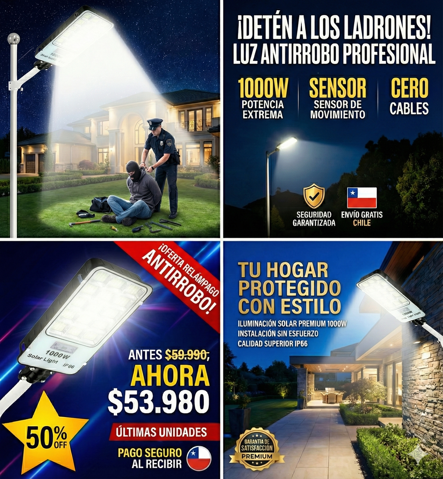 Foco Solar 1000w LED Con Poste – ¡Ilumina Tu Espacio! 🌟