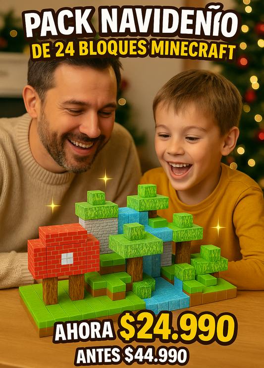 🎄 Pack Navideño - 24pcs DeBloques Mangneticos De MINECRAFT